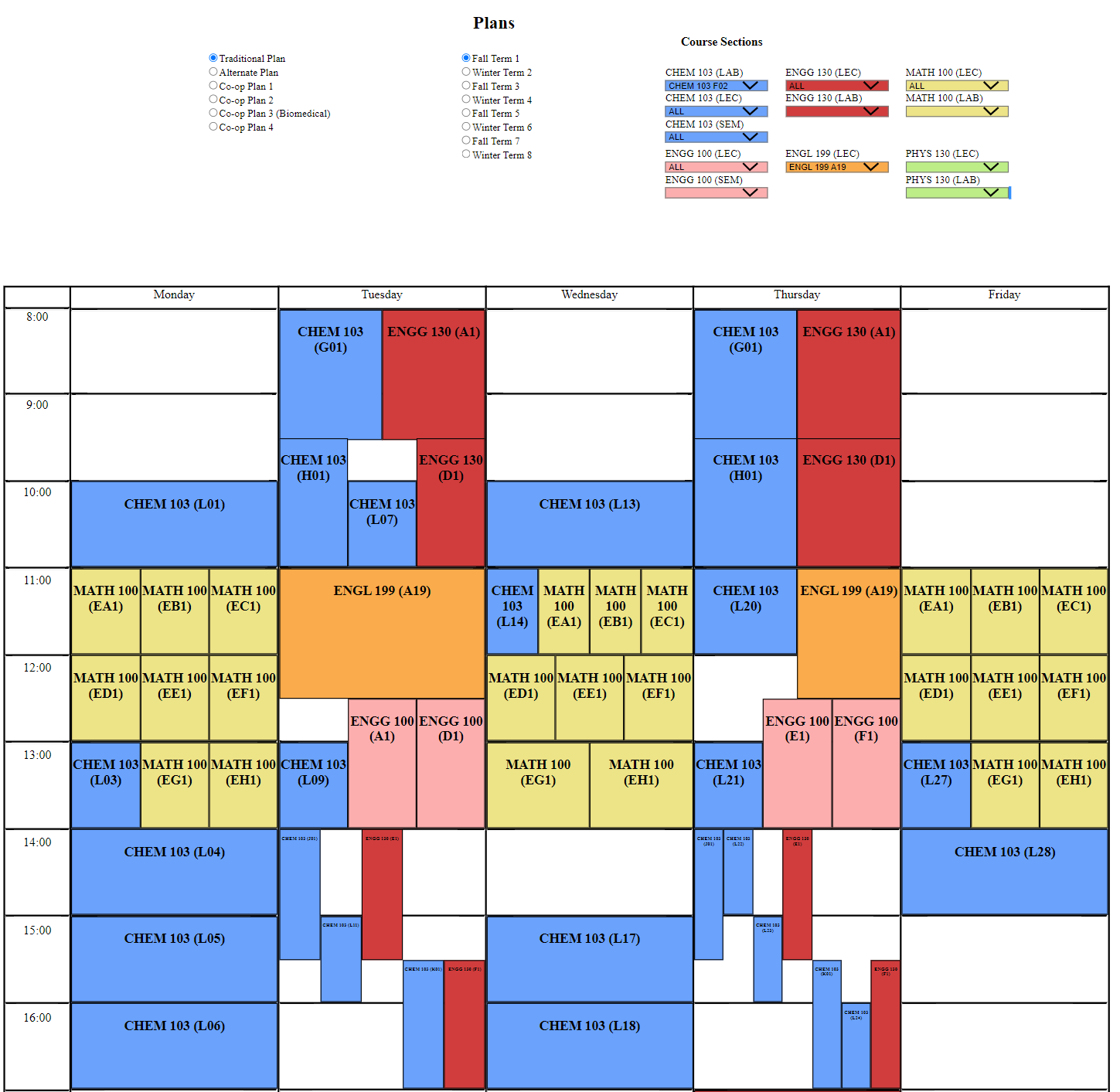 University of Alberta Timetable website